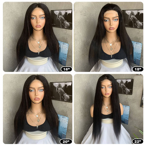 Peluca de Cabello Largo y Liso, 80% Humano + 20% Sintético, con Cierre de Encaje Transparente HD 4x4, para Mujeres Afroamericanas, Pelucas de Cabello Mixto Económicas - Product Image 2