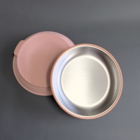 Ensemble d'assiettes pour bébé en acier inoxydable 304 pour enfants, sans BPA, avec ventouse amovible, manchon en silicone, écologique, passe au lave-vaisselle