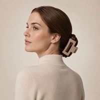Pince à cheveux géométrique minimaliste en plastique mat pour femme, couleur unie neutre, grandes pinces à cheveux, logo personnalisé, vente en gros