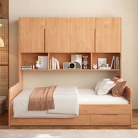 Tatami en bois massif lit enfant armoire de lit nordique combinaison intégrée moderne simple chêne 1.2m rangement lit en bois