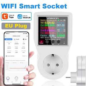 16A Tuya WIFI Smart Socket AC220V 110V Vatímetro digital Enchufe DE LA UE Consumo de electricidad Energía KWH Medidor de energía de EE. UU. - Product Image 2