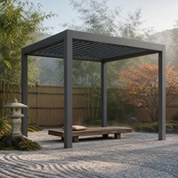 Aluminium-Pergola Pavillon mit Motorisiertem Einziehbarem Lamellendach Wasserdicht Regenfest Umweltfreundlich Natur Outdoor Terrasse Garten