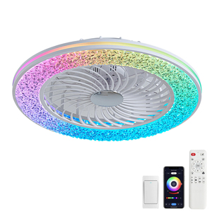 พัดลมเพดานอัจฉริยะ Tuya RGB <span class=keywords><strong>LED</strong></span> พร้อมไฟสร้างบรรยากาศ 7 ใบพัด สำหรับห้องนั่งเล่น พร้อมไฟ <span class=keywords><strong>LED</strong></span> และลำโพง - Product Image 4