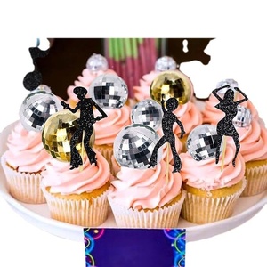 Lot de 19 figurines de danse disco à thème, décorations de gâteau avec notes musicales, en mousse EVA sphérique - Product Image 5