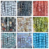 Perles carrées/cubes en pierre naturelle et agate de Yiwu, 10 mm, assorties, avec trou traversant et rainure, accessoires DIY