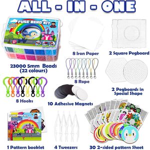 Kit de perles à fusionner Funzbo, 23000 pièces, 22 couleurs avec supports, arts et artisanat pour enfants de 5 à 7 ans, ensemble de jouets DIY, acétate d'éthylène et de vinyle - Product Image 3