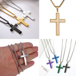 Colgante Vertical de Acero Inoxidable, Joyería Permanente Personalizada, Cadena con Cruz Delicada Chapada en Oro de 18K, Collares de Moda para Hombre - Product Image 2