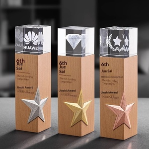 Trofeo Cúbico Personalizado de Alta Calidad con Base Cuadrada de Cristal y Estrella Grabada con Láser, Recuerdo de Estilo Arte Popular con Logotipo Personalizado - Product Image 2