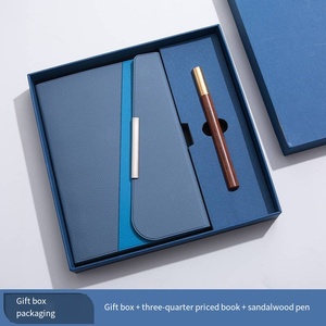 Ensemble cadeau de carnet en cuir A5 avec logo en relief, papeterie de luxe pour le bureau, avec stylo en bois, bloc-notes en cuir personnalisé avec logo - Product Image 6