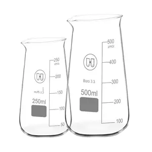 Botella de vidrio de 500ml cónico vaso Boro 3,3 se graduó de vaso de vidrio cristalería de laboratorio