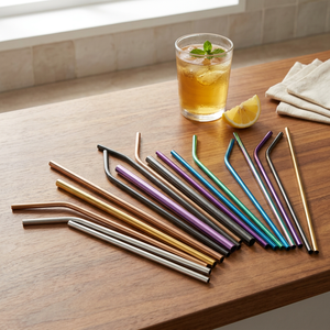 Metal <b>Drinking</b> <b>Straws</b> Reusable Cocktail <b>Straws</b> Modern Style Colors Available Stainless Steel Bar Accessories - Product Image 6