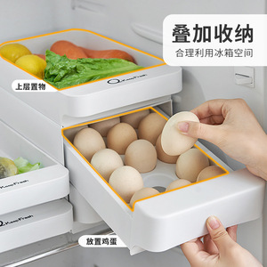 Egg Storage Box Three Drawer <b>Plastic</b> <b>Kitchen</b> Refrigerator Organizer With Compartments For Food Storage - Product Image 4