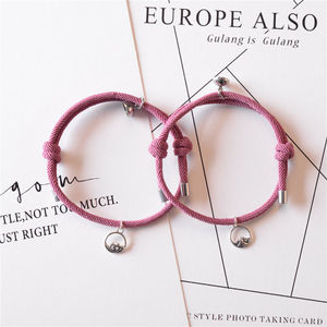 Lovers Magnetic Bracelets Black Rope Tibetan Silver Charm Unisex Gift Jewelry - Product Image 2