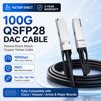 Kabel DAC QSFP28 100G Kustom yang Kompatibel dengan Switch Merek Ternama, Kabel Tembaga QSFP28 ke QSFP28