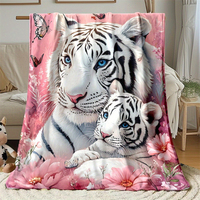 Selimut Flanel Harimau Putih Laris Manis, Selimut Lembut Hangat untuk Sofa, Tempat Tidur, dan Tidur Siang