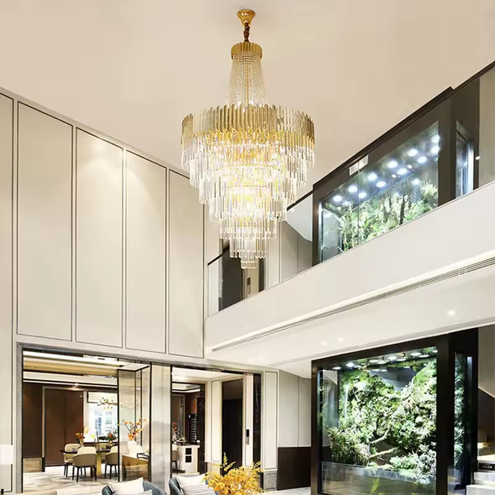New Modern Simple Industrial Style Small Living Room Decoration LED Crystal Round Gold Chandelier