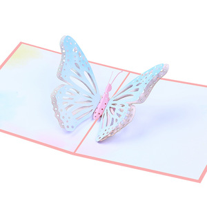Carte de vœux 3D pop-up papillon rose scintillant et coloré, impression UV, cadeau universel porte-bonheur - Product Image 4