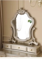 Table de maquillage murale en bois de chêne massif de style américain moderne et luxueux, miroir amovible réglable en acier inoxydable
