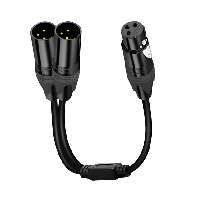 Doonjiey 3 Pin Female to Dual 3 Pin Male XLR Splitter Cable Turnaround DMX Cable Mixing Board Mic Audio Cable
