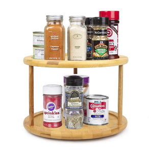Support à épices en bambou rotatif de 10 pouces à 2 niveaux, pour comptoir de cuisine, organisateur de Condiments - Product Image 2