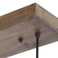 Lustre rectangulaire unique à 3 lumières avec accents en bois Suspension en verre pour salle à manger