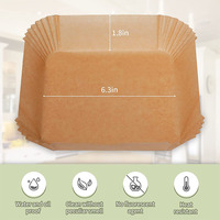 Vente chaude Biodegrada Brun Blanc Antiadhésif Carré Friteuse À Air Papier Parchemin Silicone Enduit Cuisson Air Fryer Papiers Plateau Doublure