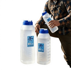 1.2L BPA Free Sports Water Bottle Large Capacity Portable PP Direct <b>Drinking</b> Flip Cap Carabiner <b>Measurement</b> Scale Gym Camping - Product Image 4
