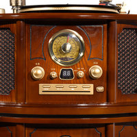 En bois AM/FM radio CD-MP3 Platine w/ UFD / SD MP3 Lecture et Intégré Haut-parleurs Antique grande corne lecteur de platine