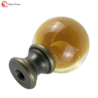 Classique marron foncé translucide boule de verre avec finition en laiton antique pour lampe de bureau finial