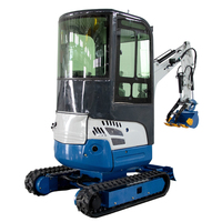 Mini-excavatrice compacte 1,8 tonne 2 tonnes bleue et blanche, excavatrice sur chenilles hydraulique avec accessoires à vendre