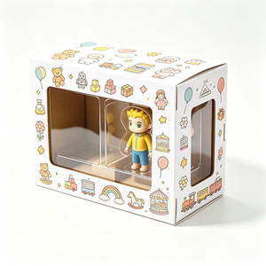 Caja de regalo cuadrada de papel transparente personalizada con diseño de dibujos animados, impresión a color, embalaje rígido para juguetes y manualidades. - Product Image 3
