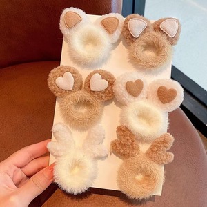 Autumn and winter children's cartoon cute antler ears plush hair <b>ring</b> rabbit ears plush hair rope <b>rubber</b> band headdress - Product Image 4
