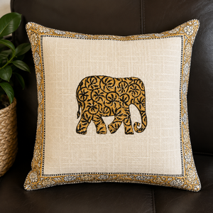 Handmade Luxury Square Cotton Handblock <b>Print</b> <b>Cushion</b> Cover Eco-Friendly Anti-Bacteria Fabric Elephant Design for Home Decor - Product Image 4