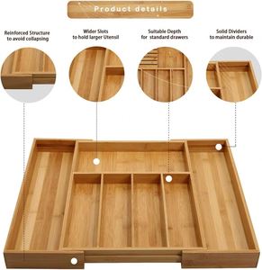Organisateur de tiroir et porte-couteaux en bambou Legend ODM/OEM pour ustensiles de cuisine - Product Image 3