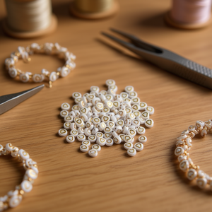 Ilan Abalorios a forma di cuore 4x7mm con scritta in oro bianco, circa 17g - Product Image 3