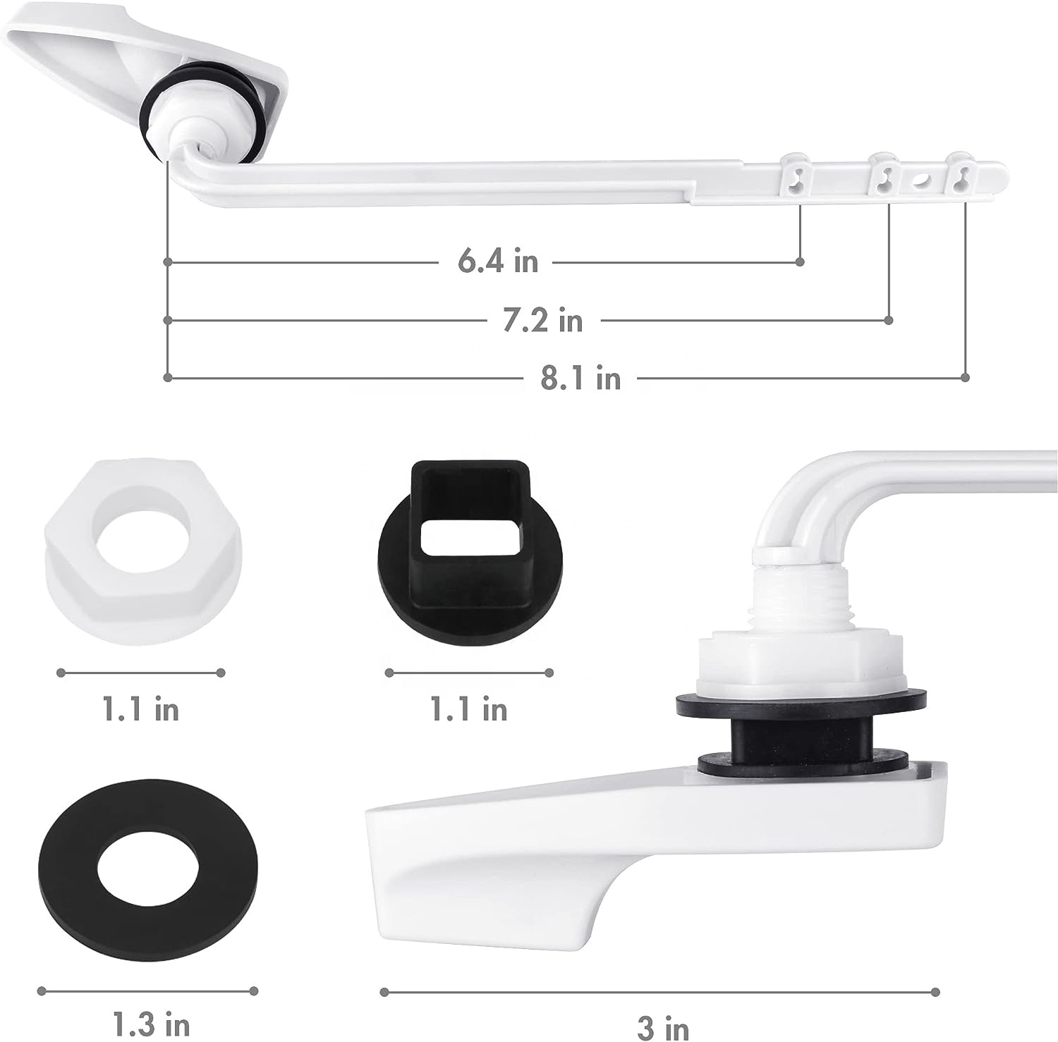 Toilettengriff-Ersatz-Set – Universal-Spülhebel Mit Edelstahlkette, Für Frontmontage, Weiß