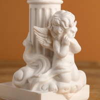 Statuette en résine de chérubin à genoux, ailé, avec boule de cristal, style colonne romaine européenne blanche, statue vintage pour la décoration de table à la maison