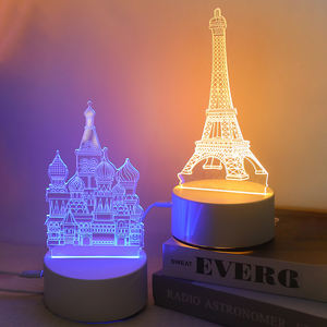 โคมไฟตั้งโต๊ะ LED แบบ3D ลวงตาโคมไฟอะคริลิคสำหรับตกแต่งบ้านไฟกลางคืนโลโก้ตลกโคมไฟห้องนอนแสงอบอุ่น - Product Image 6