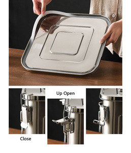Recipiente Hermético de Aço Inoxidável SS304 Grande 50L 33L 20L 13L 9L Quadrado para Armazenamento de Alimentos, Óleo, Açúcar e Grãos na Cozinha - Product Image 6