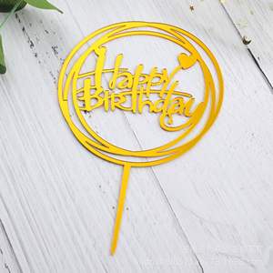 Adornos Acrílicos Dorados para Pasteles y Cupcakes, 24 Diseños, Paquete <span class=keywords><strong>de</strong></span> 10 Unidades, Decoraciones <span class=keywords><strong>de</strong></span> Feliz Cumpleaños, <span class=keywords><strong>Precio</strong></span> Económico - Product Image 2