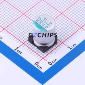 Condensateur électrolytique hybride solide-liquide en aluminium HBW470M1JTR-0810 SMD, D8xL10mm 47uF 20% 63V 8mm - Product Image 1