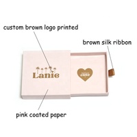 Boîte cadeau personnalisée en papier mat rose avec tiroir coulissant pour bijoux, colliers, boucles d'oreilles, bracelets