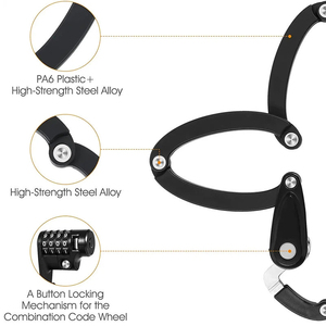 <span class=keywords><strong>Cadenas</strong></span> pliable à code pour vélo, antivol, sécurité renforcée, pour vélo électrique, chaîne, câble, accessoires de cyclisme - Product Image 4