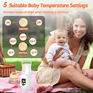 Chauffe-biberon portable USB avec 5 adaptateurs, accessoires de voyage pour l'alimentation des bébés - Product Image 5