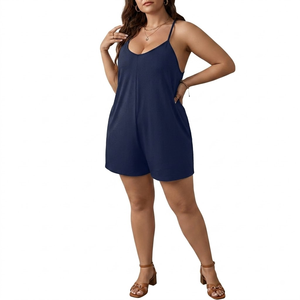 Tuta intera estiva da donna <span class=keywords><strong>taglie</strong></span> <span class=keywords><strong>forti</strong></span>, ampia, sopra il ginocchio, stampata, in maglia elasticizzata, con scollo a camisole - Product Image 3