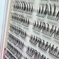 Faux cils réutilisables semi-faits à la main, en fibres synthétiques auto-adhésives, effet queue de renard, racine fine et naturelle, 20 rangées