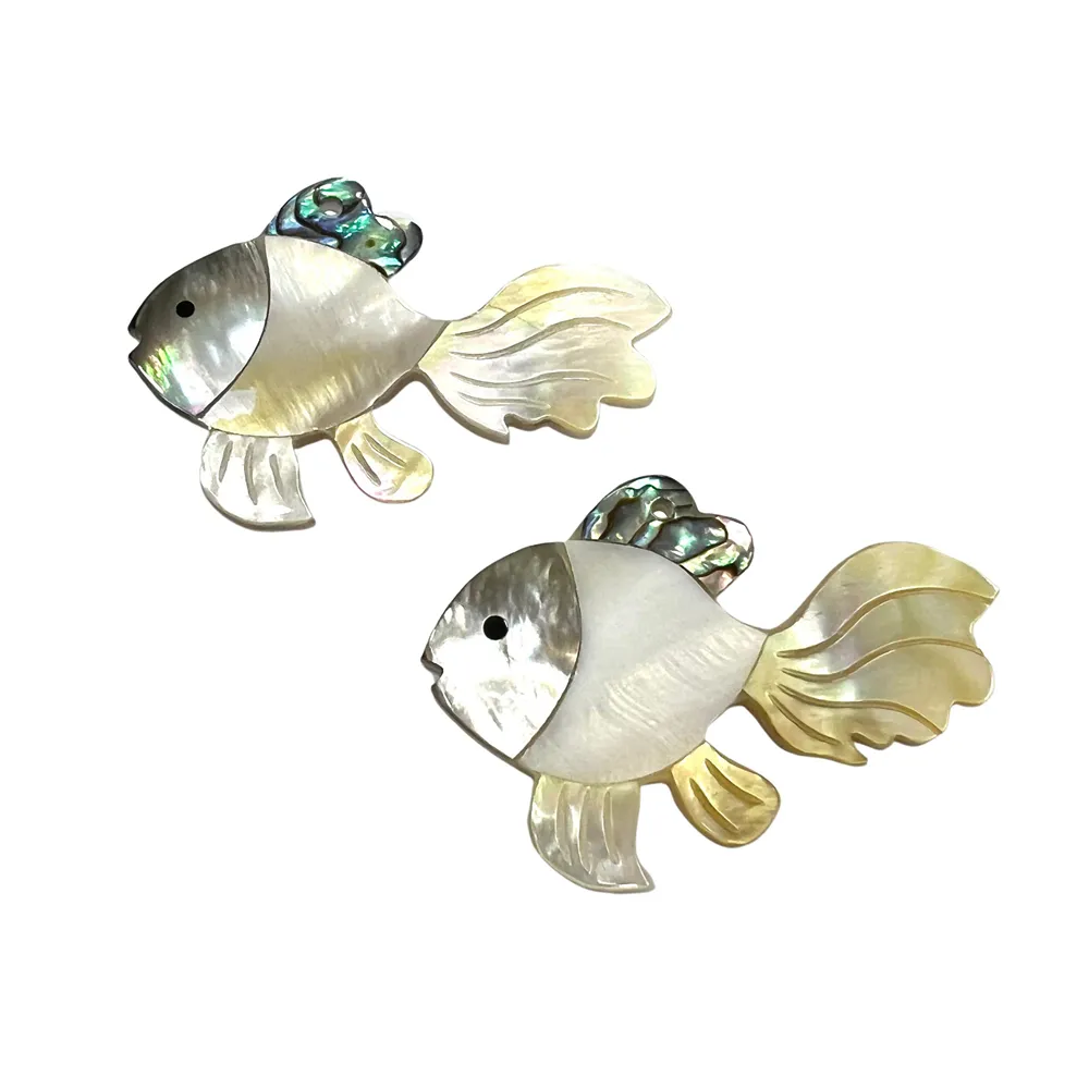 Moda desenhos de peixe forma concha pingente, natural mãe de pérola personalizado animal colar brincos pingente jóias para mulheres presentes