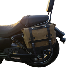 กระเป๋าข้างมอเตอร์ไซค์วินเทจกันน้ำ ผ้าแคนวาสเคลือบแว็กซ์อย่างดี กระเป๋าท้ายสำหรับอุปกรณ์นักขี่ หมวกกันน็อค กระเป๋าสะพายข้างผู้ชาย - Product Image 2