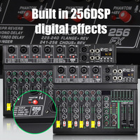 Console de mixage audio 6 canaux BHA FT6 avec égaliseur 7 bandes, fonction 48V, DSP numérique intégré 256 effets pour diffusion en direct et églises