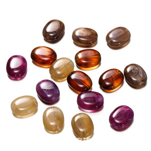 Perles ovales en acrylique imitation pierre pour la fabrication de bracelets, mélange de couleurs aléatoires, vente en gros, perles en vrac, taille 10 mm - Product Image 2